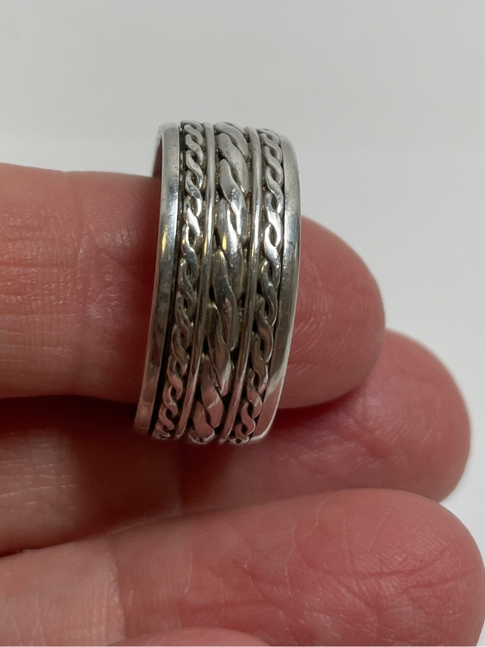Sterling Silver Ring Size 10.5 Spinner Ring (Middle Spins) Fidget Meditation 6g